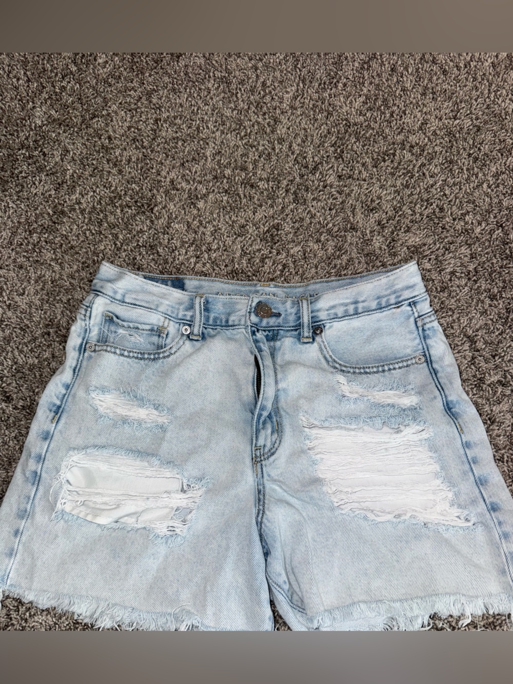 American Eagle Outfitters Light Wash Distressed Denim Shorts